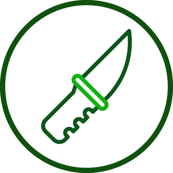Knife Ikona Linka Zaoblené Zelené Barvy Vojenský Vektor Armádní Prvek — Stockový vektor