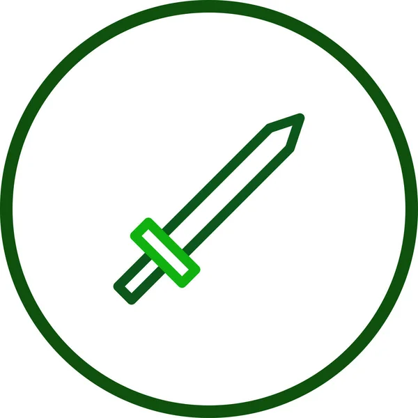 Épée Icône Ligne Arrondie Couleur Verte Militaire Vecteur Élément Armée — Image vectorielle