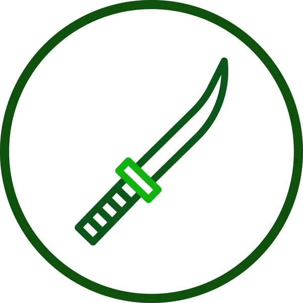 Espada Icono Línea Redondeada Color Verde Militar Vector Ejército Elemento — Vector de stock