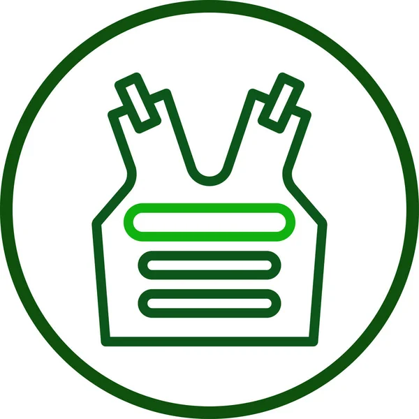 ボディアーマーアイコンライン丸みを帯びた緑色の軍事ベクトル軍の要素とシンボル完璧 — ストックベクタ