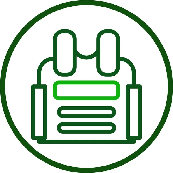 ボディアーマーアイコンライン丸みを帯びた緑色の軍事ベクトル軍の要素とシンボル完璧 — ストックベクタ