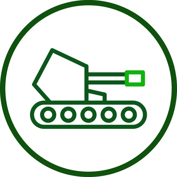 Tank Ikona Linka Zaoblené Zelené Barvy Vojenský Vektor Armádní Prvek — Stockový vektor
