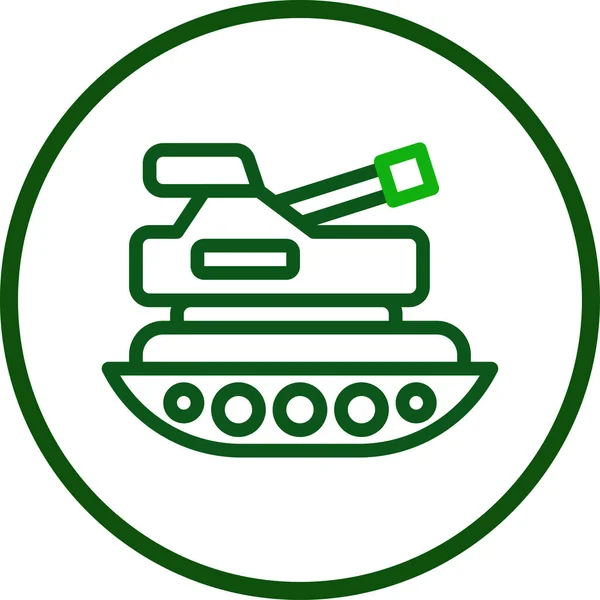 Tank Icon Line Rounded Green Colour Military Vector Army Element — Stock Vector