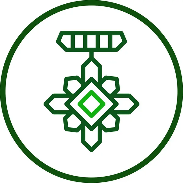 Medaille Pictogram Lijn Afgerond Groene Kleur Militaire Vector Leger Element — Stockvector