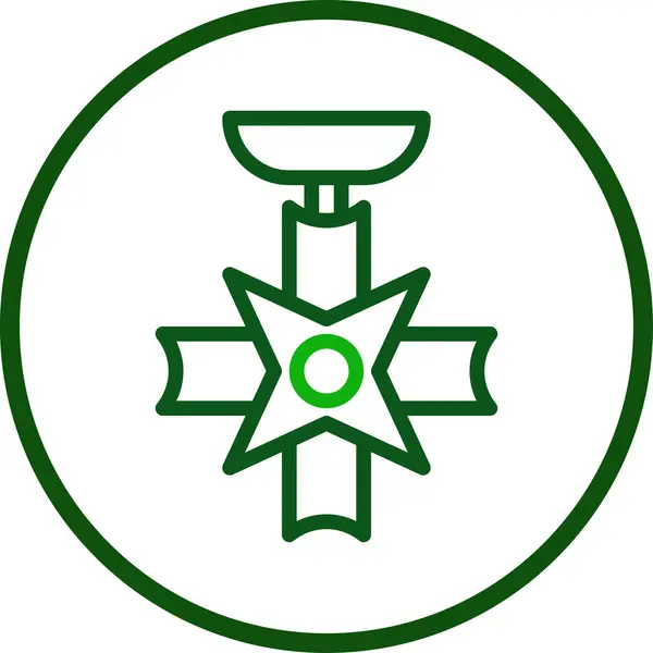 Medaglia Icona Linea Arrotondata Colore Verde Militare Vettore Elemento Dell — Vettoriale Stock