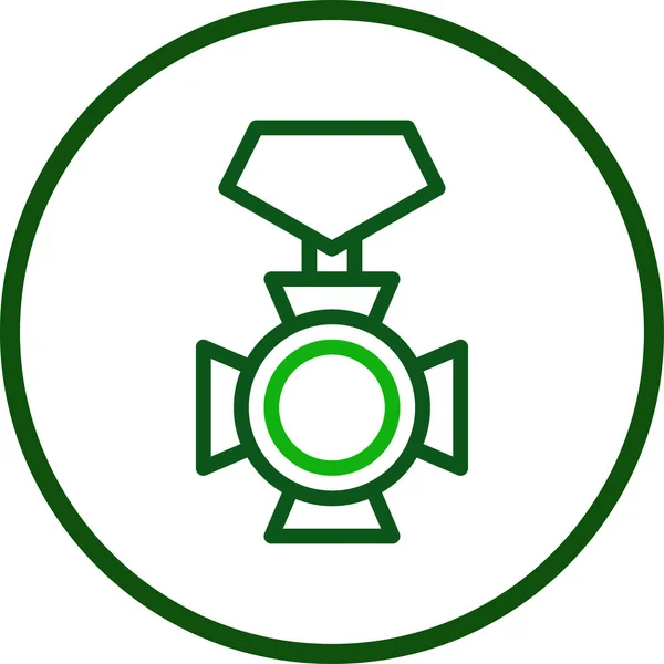 Medal Ikona Linii Zaokrąglone Zielony Kolor Wojskowy Wektor Elementu Armii — Wektor stockowy