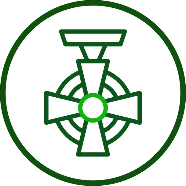 Medaille Pictogram Lijn Afgerond Groene Kleur Militaire Vector Leger Element — Stockvector