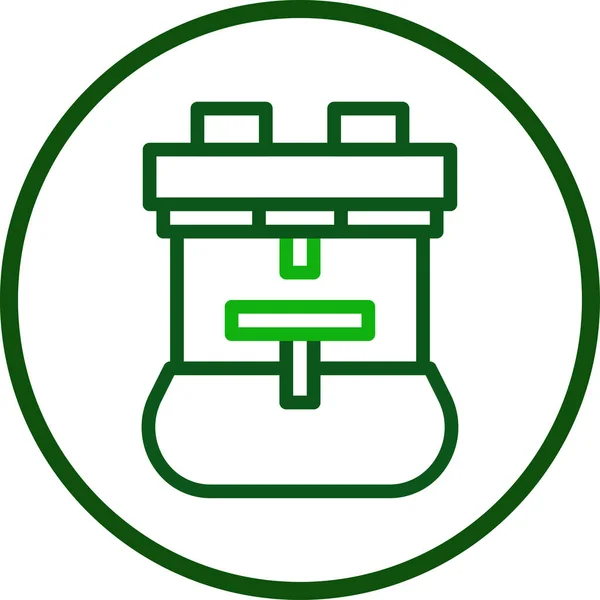 バックパックアイコンラインの丸みを帯びた緑色の軍事ベクトル軍の要素とシンボル完璧 — ストックベクタ