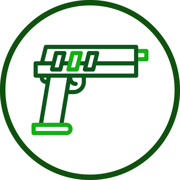 Линия Иконки Пистолета Округлая Зеленого Цвета Военный Векторный Армейский Элемент — стоковый вектор