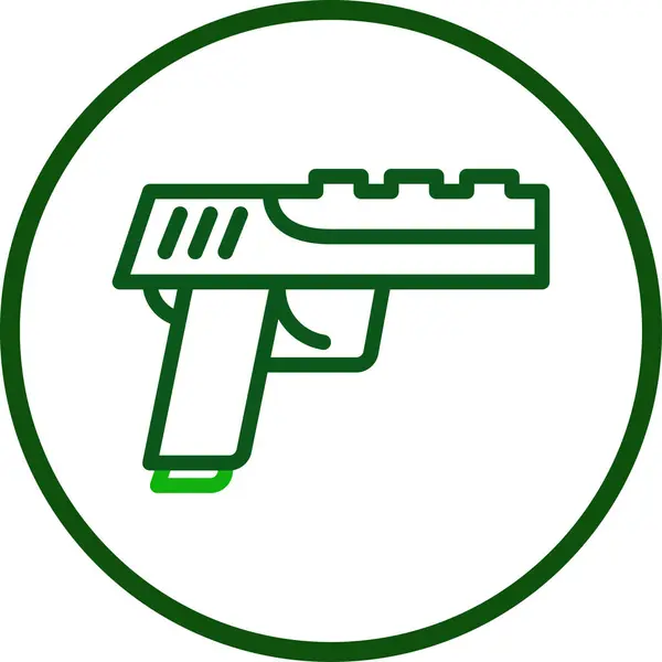 Pistola Línea Icono Redondeado Color Verde Militar Vector Ejército Elemento — Archivo Imágenes Vectoriales