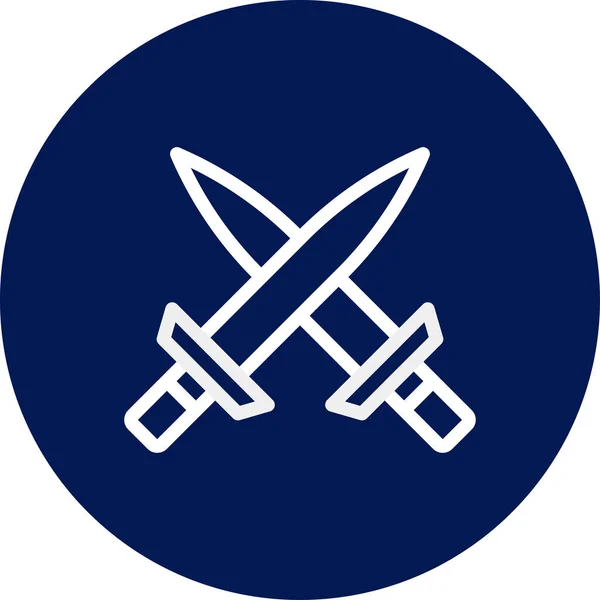 Schwert Symbol Abgerundet Blau Weiße Farbe Militär Vektor Armee Element — Stockvektor