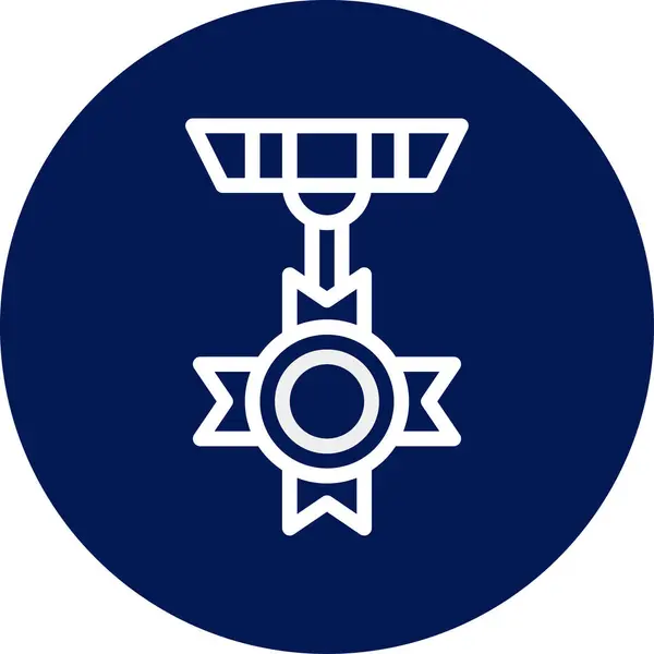 Ícone Medalha Arredondado Azul Branco Cor Militar Vetor Elemento Exército —  Vetores de Stock