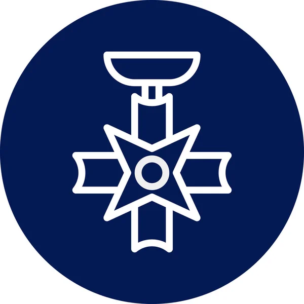 Icona Medaglia Arrotondata Blu Bianco Colore Militare Vettore Elemento Dell — Vettoriale Stock