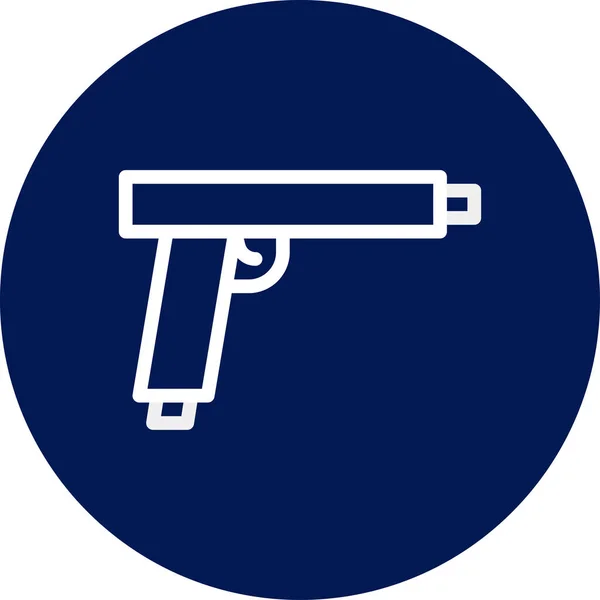 Ikona Pistoletu Zaokrąglony Niebieski Biały Kolor Wojskowy Wektor Elementu Armii — Wektor stockowy