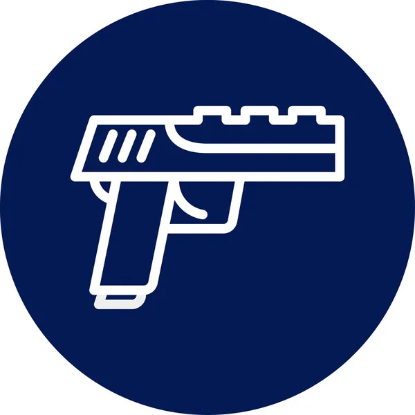 Pistola Icono Redondeado Azul Blanco Color Militar Vector Ejército Elemento — Vector de stock