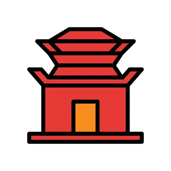 Arch Icon Farbige Umrandung Rot Orange Farbe Chinesisches Neujahr Vektorelement — Stockvektor