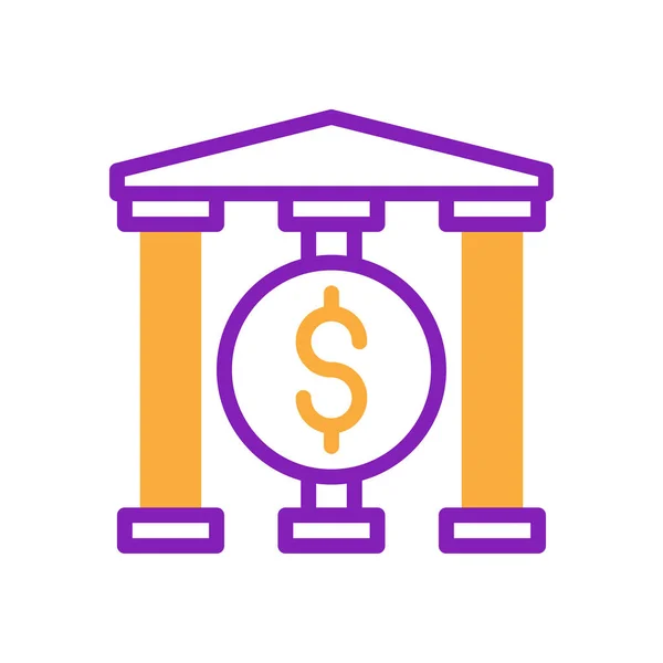 Icono Banca Duotone Púrpura Amarillo Ilustración Negocios Vector Elemento Símbolo — Vector de stock