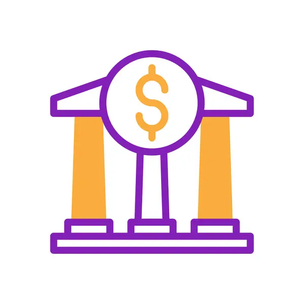 Ícone Bancário Duotone Roxo Amarelo Negócio Ilustração Vetor Elemento Símbolo — Vetor de Stock