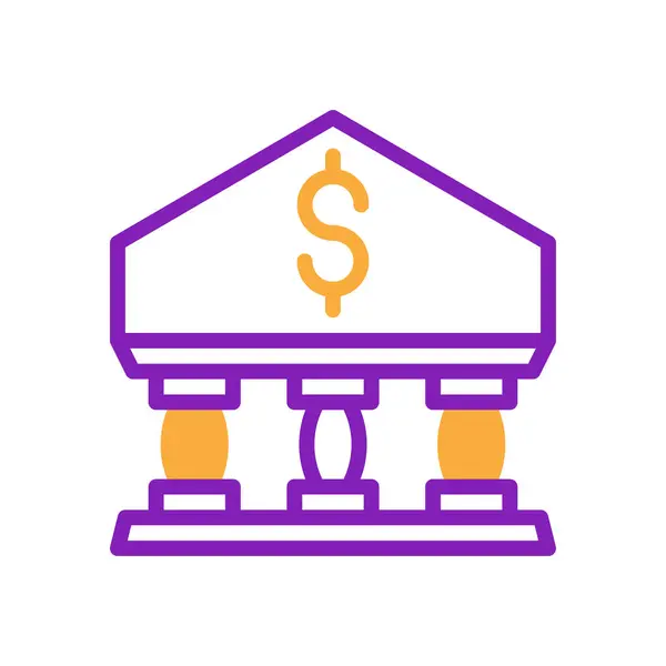 Icono Banca Duotone Púrpura Amarillo Ilustración Negocios Vector Elemento Símbolo — Vector de stock