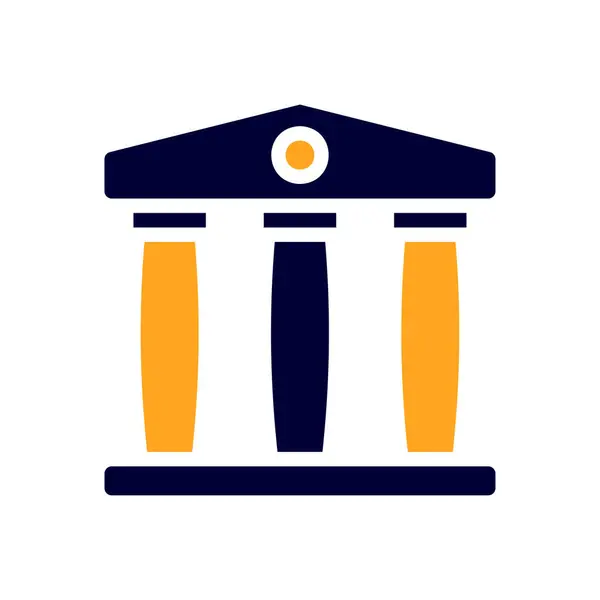 Icono Banca Sólido Naranja Negro Negocio Ilustración Vector Elemento Símbolo — Vector de stock