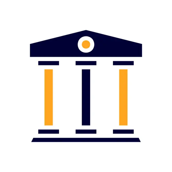 Icono Banca Sólido Naranja Negro Negocio Ilustración Vector Elemento Símbolo — Vector de stock