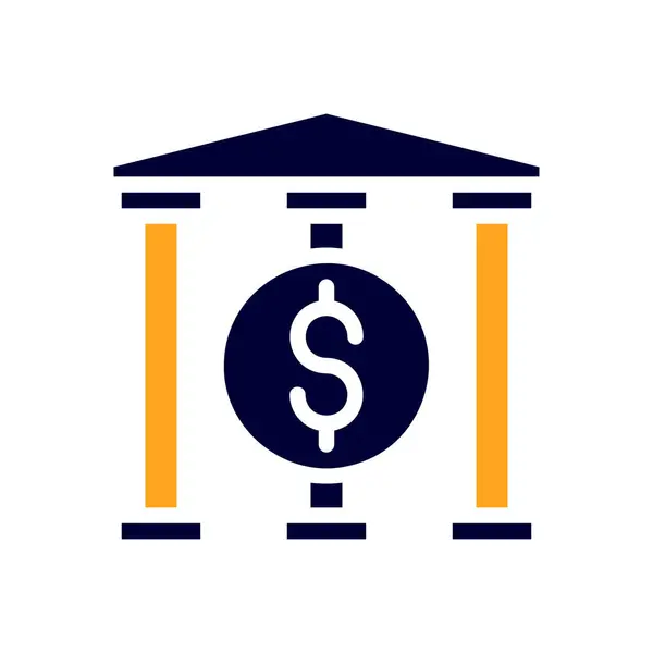 Ícone Bancário Sólido Laranja Preto Negócio Ilustração Vetor Elemento Símbolo — Vetor de Stock