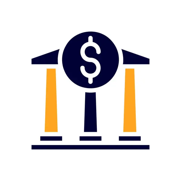 Banking Icon Solid Orange Black Business Illustration Vector Element Symbol — Stock Vector