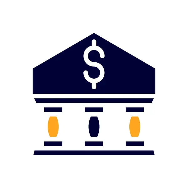 Τραπεζικό Εικονίδιο Στερεό Πορτοκαλί Μαύρο Επιχειρηματικό Εικονογράφηση Διάνυσμα Στοιχείο Και — Διανυσματικό Αρχείο