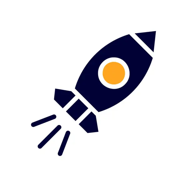 Rocket Pictogram Solide Oranje Zwart Business Illustratie Vector Element Symbool — Stockvector
