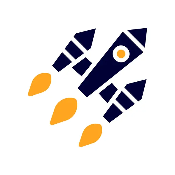 Rocket Ikon Szilárd Narancs Fekete Üzleti Illusztráció Vektor Elem Szimbólum — Stock Vector