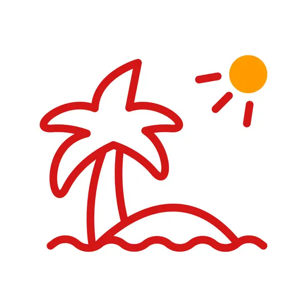 Ostrov Ikona Duotone Žlutá Červená Letní Pláž Ilustrační Vektorový Prvek — Stockový vektor