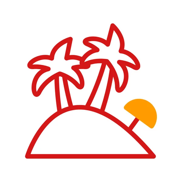 Ícone Ilha Duotone Amarelo Vermelho Verão Praia Ilustração Vetor Elemento —  Vetores de Stock