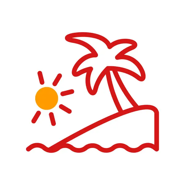 Wyspa Ikona Duotone Żółty Czerwony Lato Plaża Ilustracja Wektor Element — Wektor stockowy