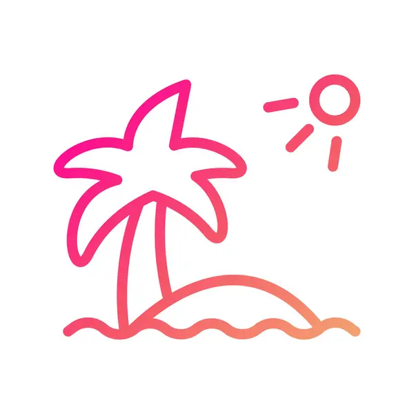 Island Icon Gradient Pink Yellow Summer Beach Illustration Vector Element — Stock Vector