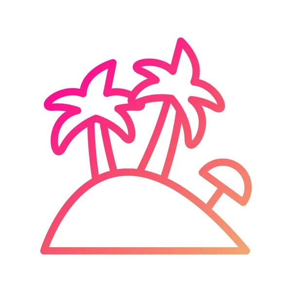 Ostrov Ikona Gradient Růžová Žlutá Letní Pláž Ilustrační Vektor Prvek — Stockový vektor