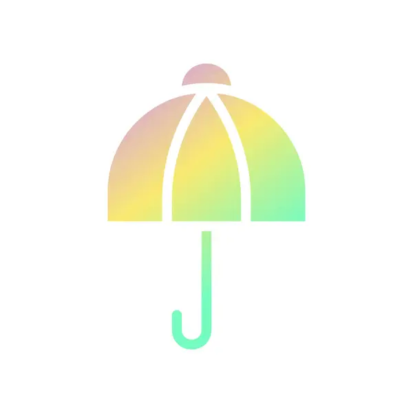 Paraply Ikon Fast Lutning Lila Gul Grön Sommar Strand Illustration — Stock vektor