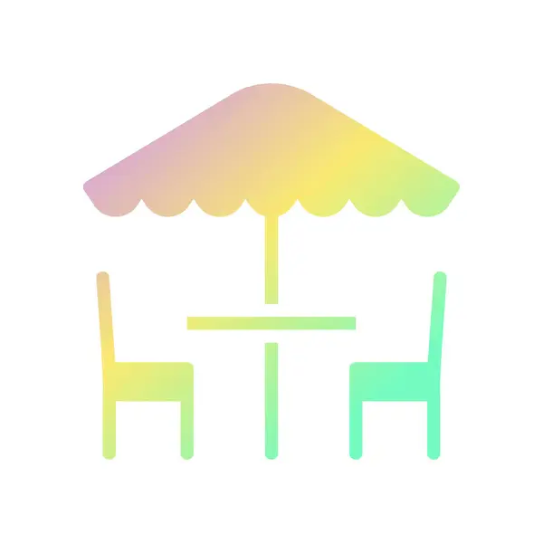Parapluie Icône Solide Dégradé Violet Jaune Vert Été Plage Illustration — Image vectorielle