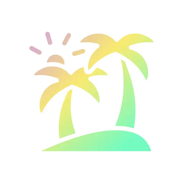Ícone Ilha Gradiente Sólido Roxo Amarelo Verde Verão Praia Ilustração —  Vetores de Stock