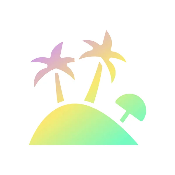 Island Icon Solid Gradient Purple Yellow Green Summer Beach Illustration — Stock Vector