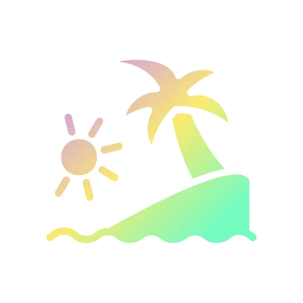 Island Icon Solid Gradient Purple Yellow Green Summer Beach Illustration — Stock Vector