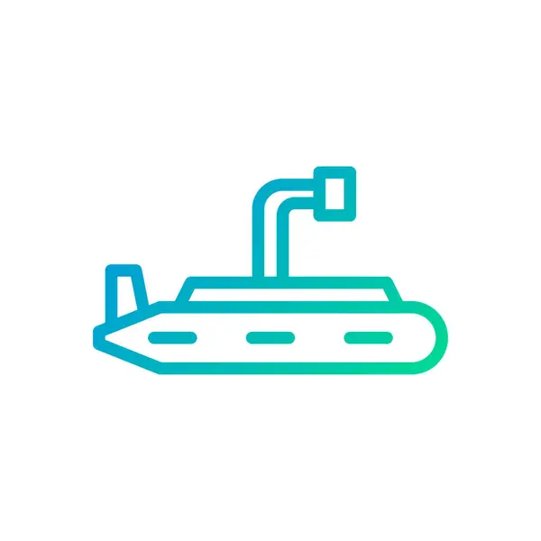 Ubåt Ikon Lutning Grön Blå Färg Militär Vektor Armé Element — Stock vektor