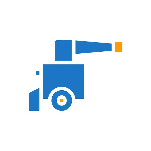 Icona Del Cannone Solido Blu Arancio Colore Militare Vettore Elemento — Vettoriale Stock
