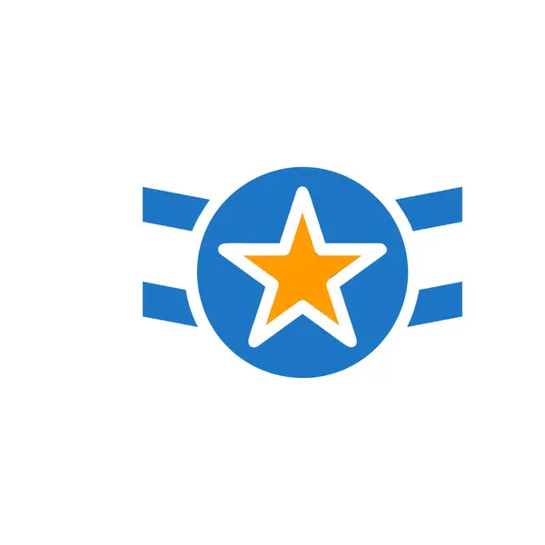 Badge Ikon Solid Blå Orange Färg Militär Vektor Armé Element — Stock vektor