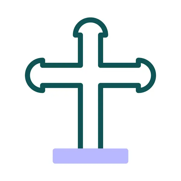 Salib Icono Duotone Verde Púrpura Color Pascua Ilustración Vector Elemento — Vector de stock