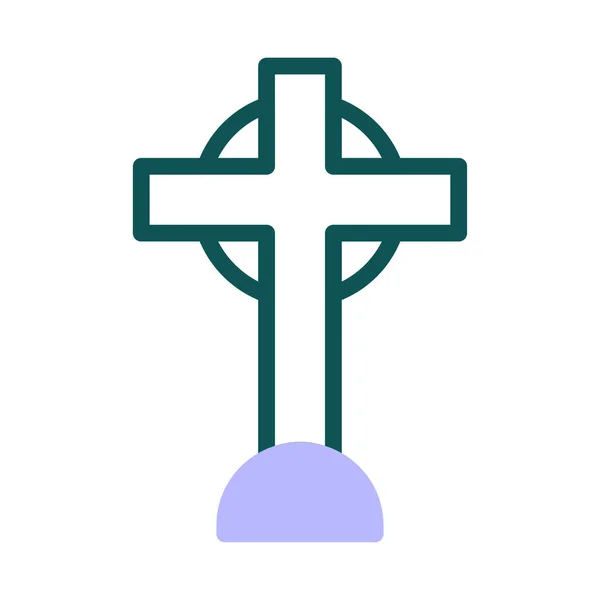 Salib Εικονίδιο Duotone Πράσινο Πορφυρό Χρώμα Easter Εικονογράφηση Διάνυσμα Στοιχείο — Διανυσματικό Αρχείο
