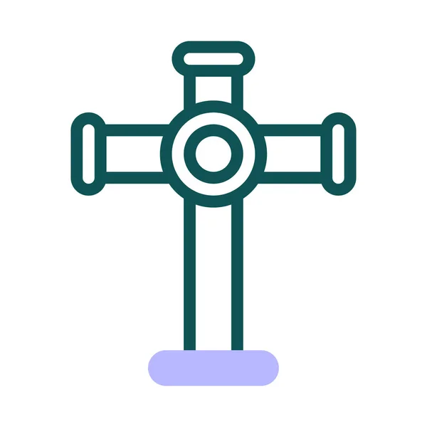 Salib Icon Duotone Green Purple Colour Easter Illustration Vector Element — Stock Vector