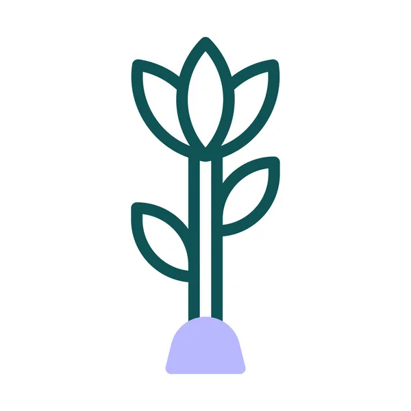 Icono Flor Duotono Verde Púrpura Color Pascua Ilustración Vector Elemento — Vector de stock