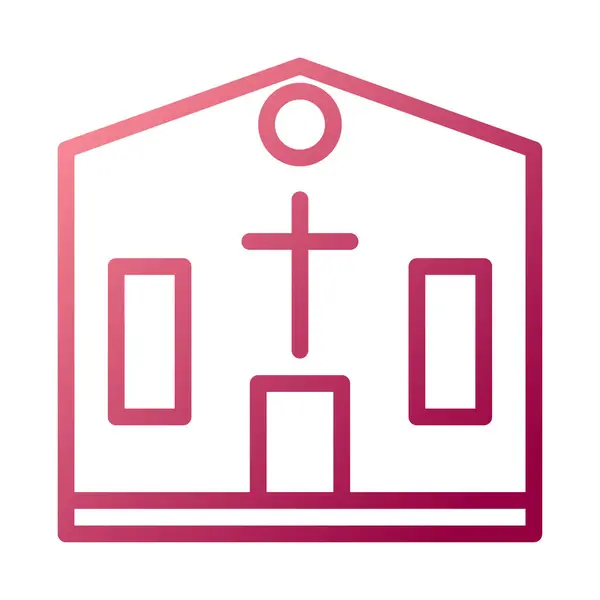 大聖堂アイコングラデーションホワイトレッドカラーイースターイラストエレメントとシンボル完璧 — ストックベクタ