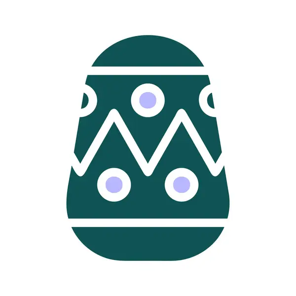Icono Huevo Sólido Verde Púrpura Color Pascua Ilustración Vector Elemento — Vector de stock