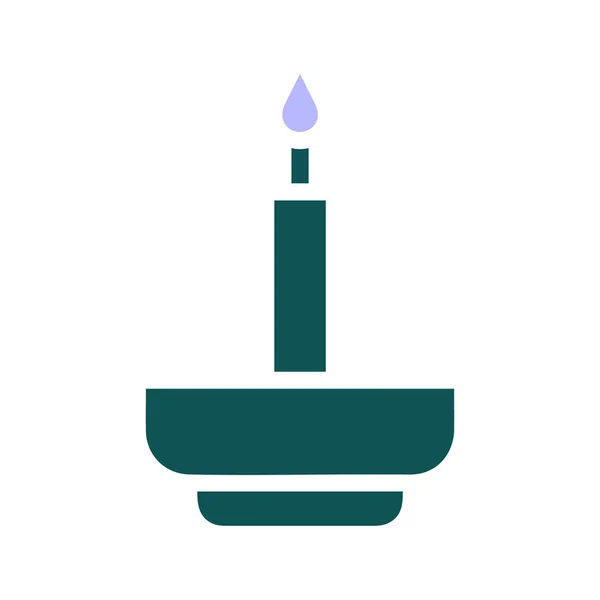 Kerze Symbol Einfarbig Grün Lila Farbe Ostern Illustration Vektorelement Und — Stockvektor